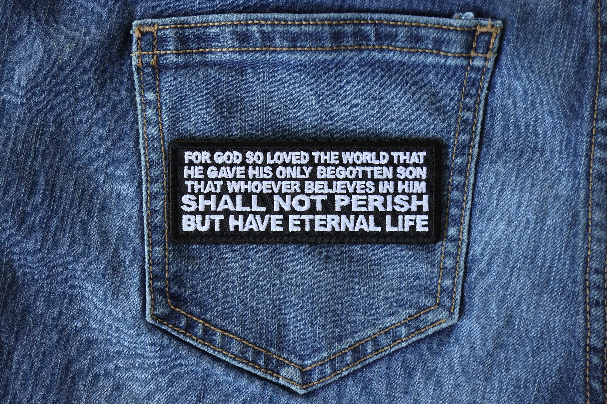 John 3:16 Quote Christian Patch - Perfect for Jackets, Bags, and Gear ( 3 x 2 inches )